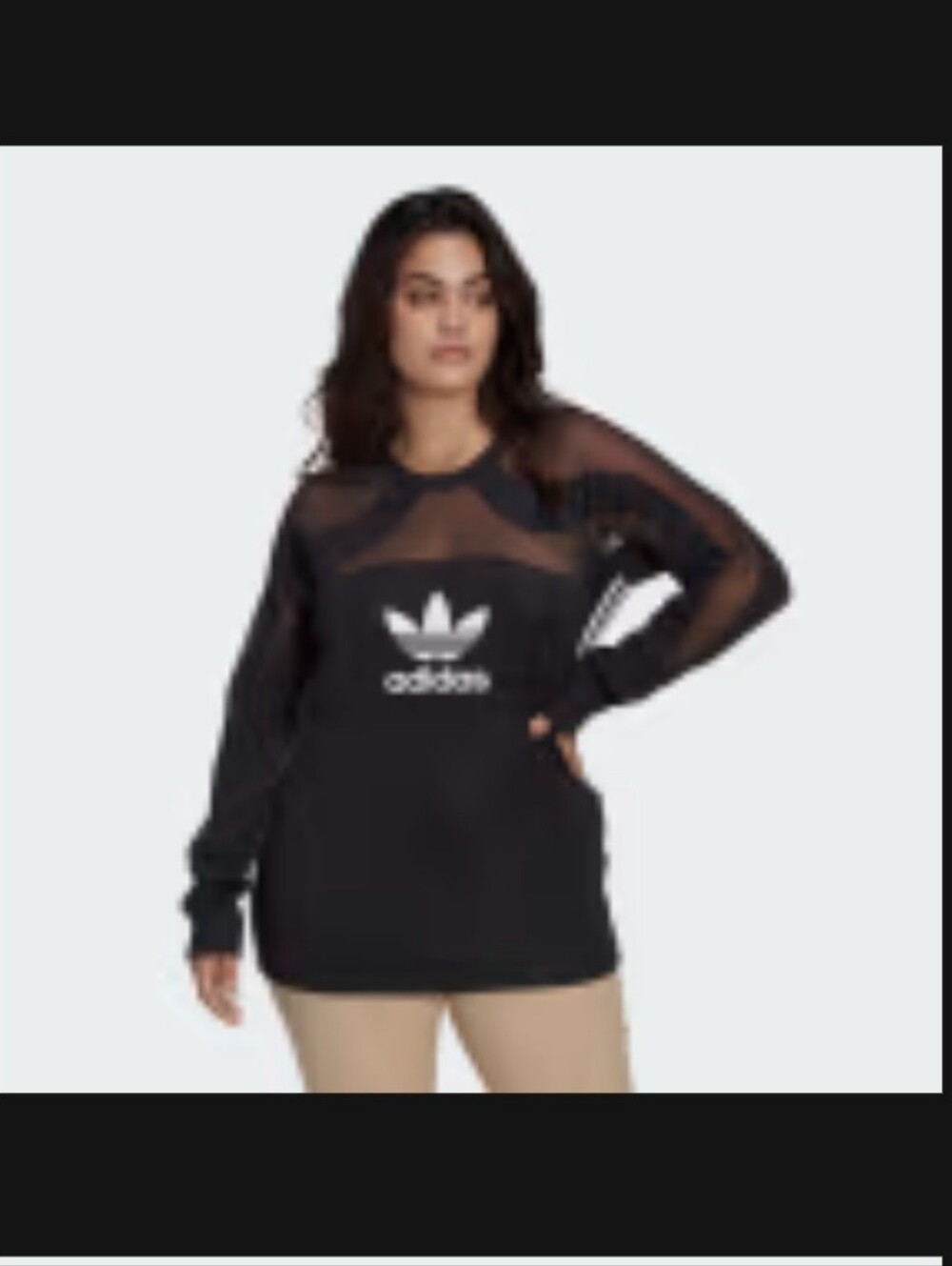 Adidas Black Mesh Longsleeve Plus Top